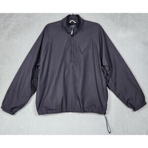 NAUTICA Windbreaker Mens Medium Black Quarter Zip Jacket Golf Hiking Zip Pockets